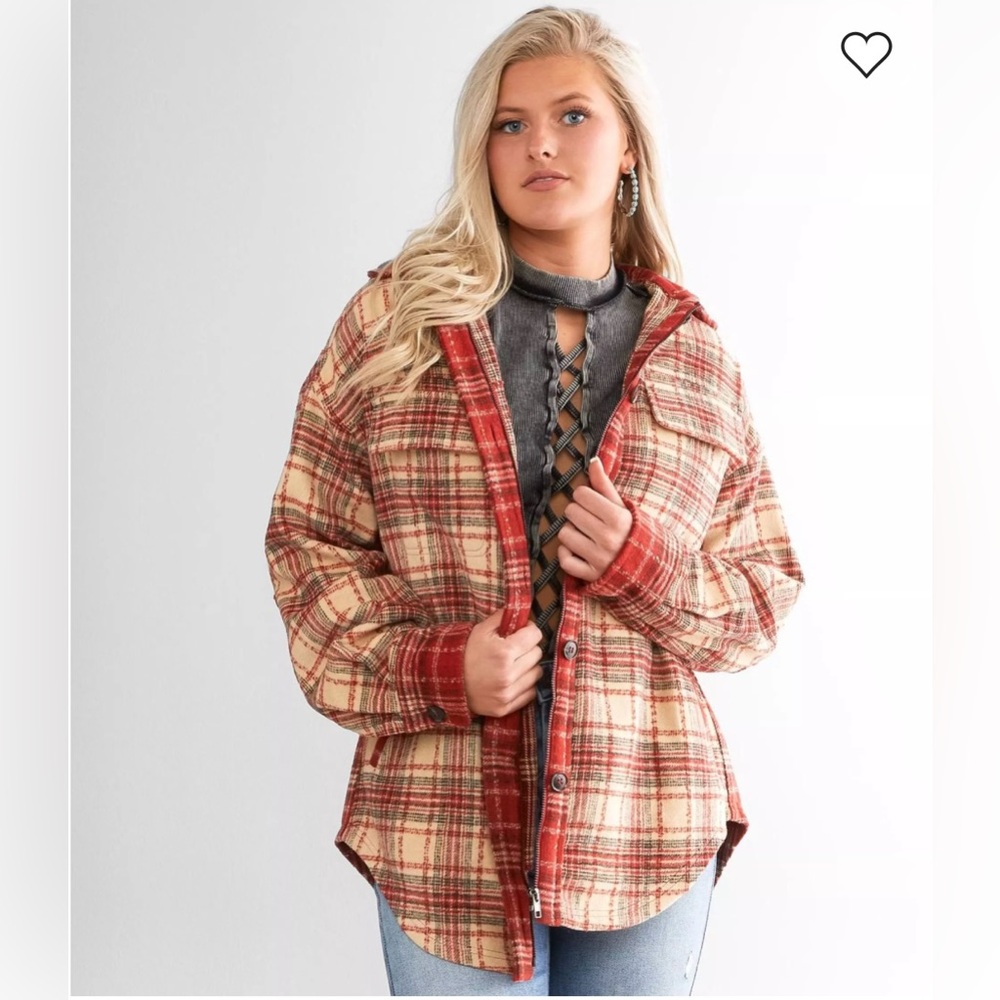 Mixed Flannel Hooded Shacket